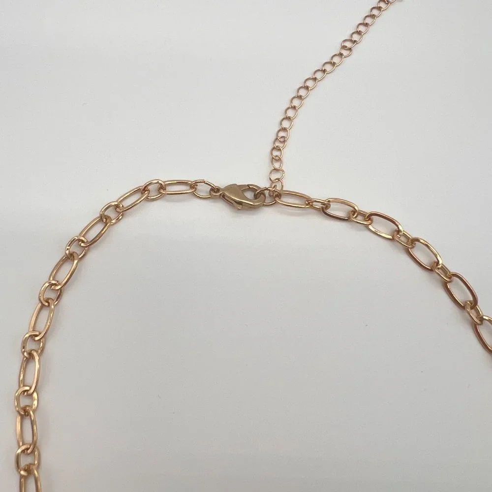 NWOT ๐ฅ 18" Pink & Gold Teardrop Necklace w/ 4" Extender Women's Time And Tru - Picture 3 of 6